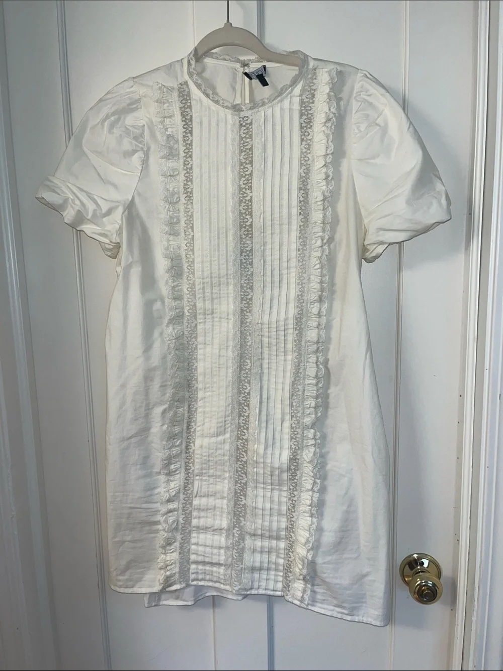 J. Crew White Lace-Trim lined ivory Mini Dress
